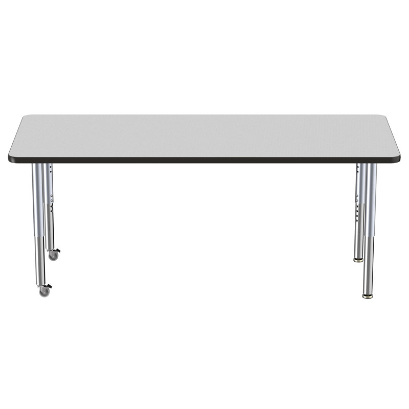 Table rectangulaire d'activité rectangulaire avec pieds réglables, Gris/noir, Super, 30" x 72"