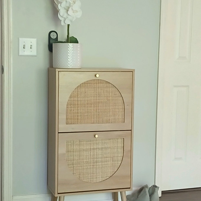 Lavenia 2 Flip Drawers Rattan Shoe Cabinet Shoe Storage Organizer Unit - Natural/Natural