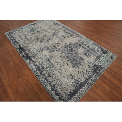 Handmade Modern Abstract Indian Area Rug 5x8