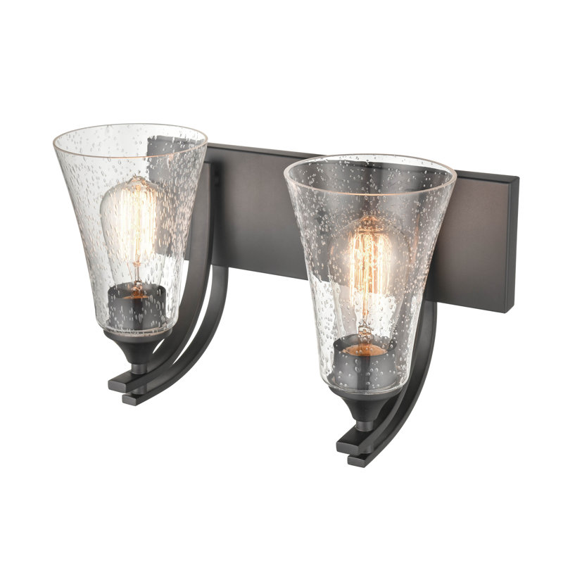 Éclairage de salle de bain à intensité variable 2 lumières Wilma, Noir mat