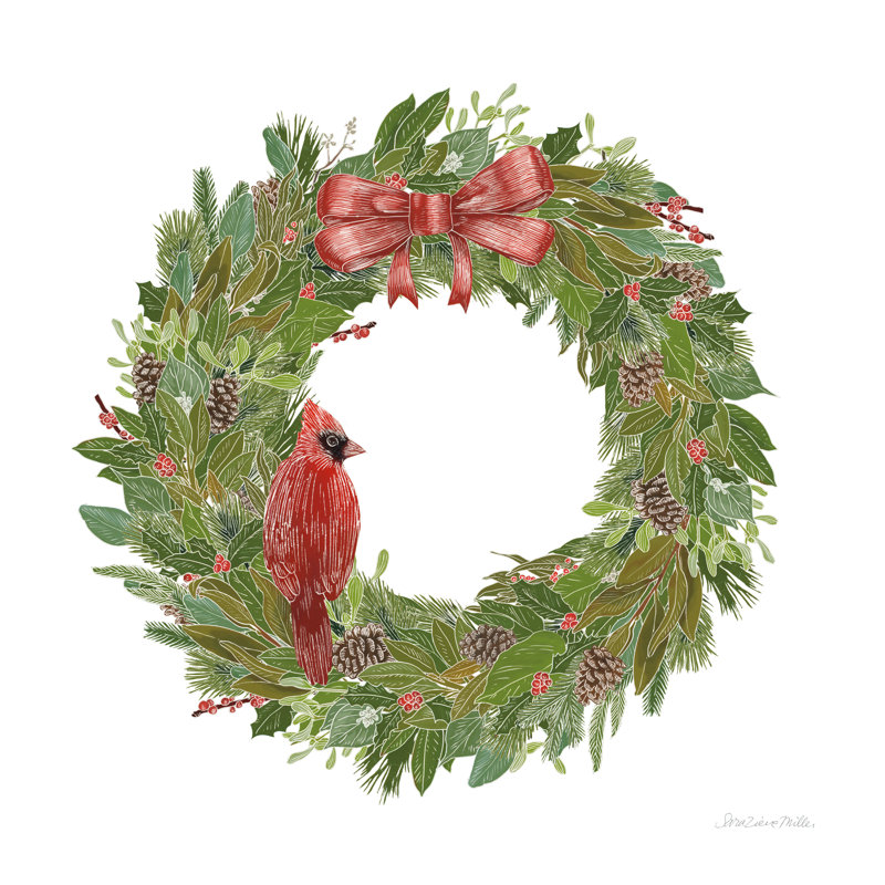 «Woodland Wreath IV» par Sara Zieve Miller - impression sur toile tendue, H 20 po x l 20 po, Non, Cadre flottant blanc