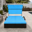 Chaise longue d'extérieur à structure en acier contemporaine avec dossier réglable, lit de jour double pour patio, auvent incurvé, table d'appoint pour terrasse de piscine dans la cour arrière-129692274
