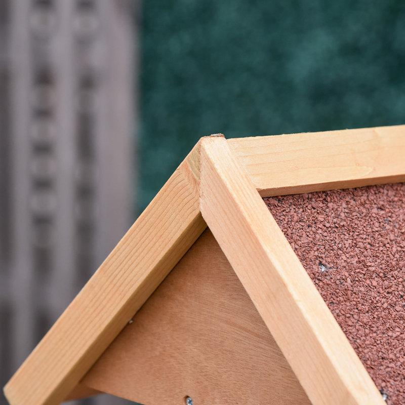 Galle Wooden Bird Feeder with Cross-shaped Support Feet Weather Resistant Roof