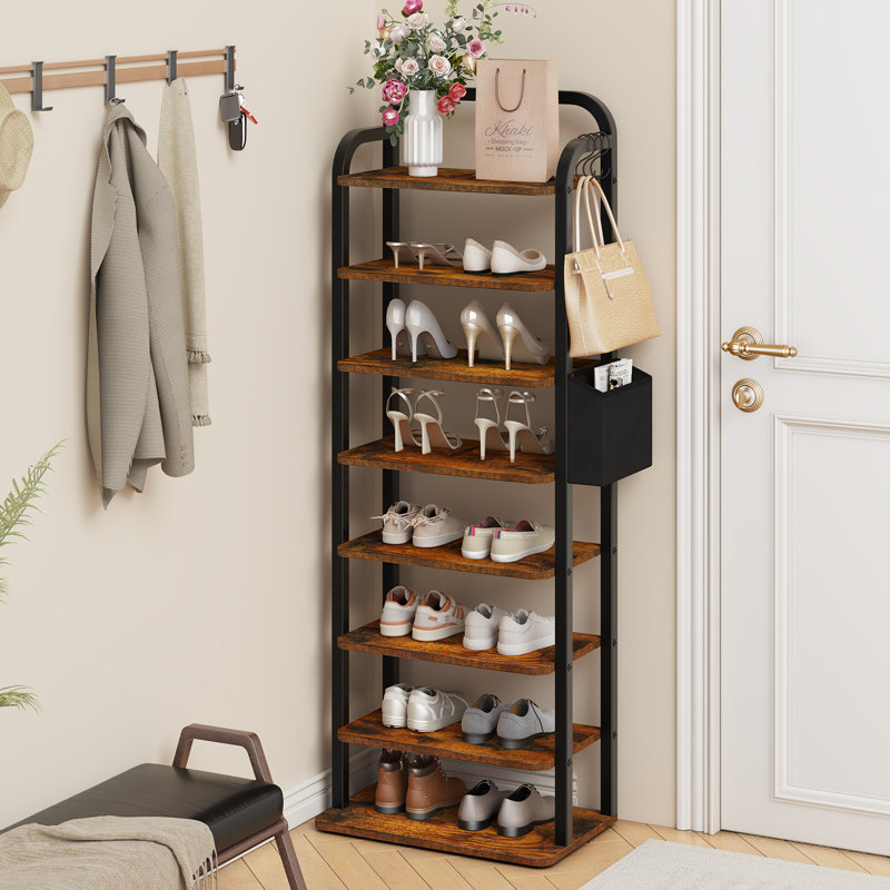 30 Pair Shoe Storage Cabinet, 136cm H x 48.5cm W x 30cm D, Brown