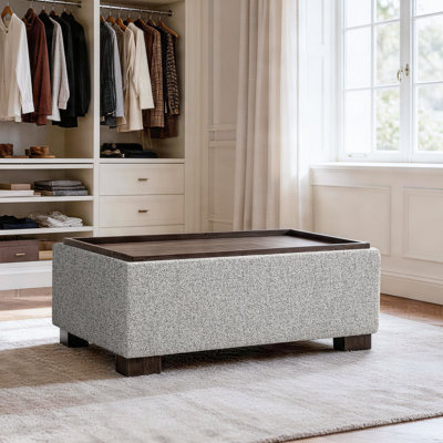 112cm Wide Rectangle Solid Colour Standard Ottoman with Storage