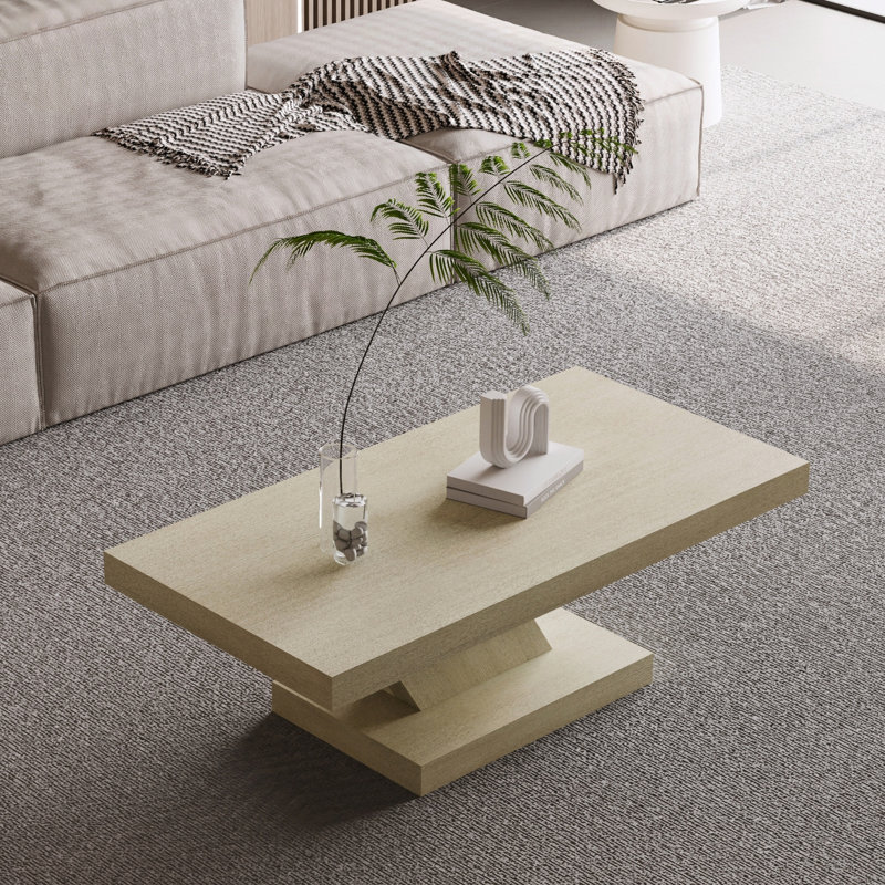 Table basse moderne à pieds croisés de 47 po, conception robuste en forme de X, placage en bois massif, grande table centrale de salon avec amplement d'espace de rangement, chêne délavé