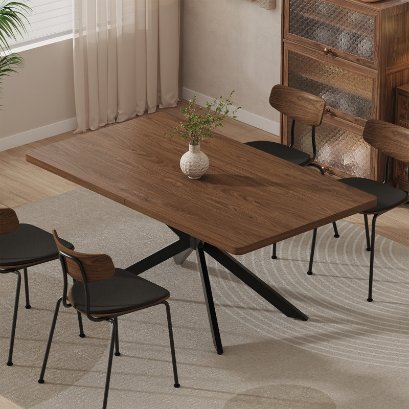 Averni 55.1 To 70.9inch Extendable Dining Table with Storage Box for 6-8Seat, Walnut Horizontal Grain(No Storage)