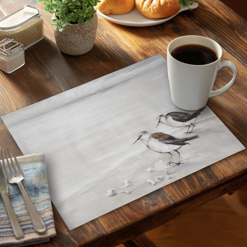 Marine Beige Sandpipers Polyester Placemat - Home Decor