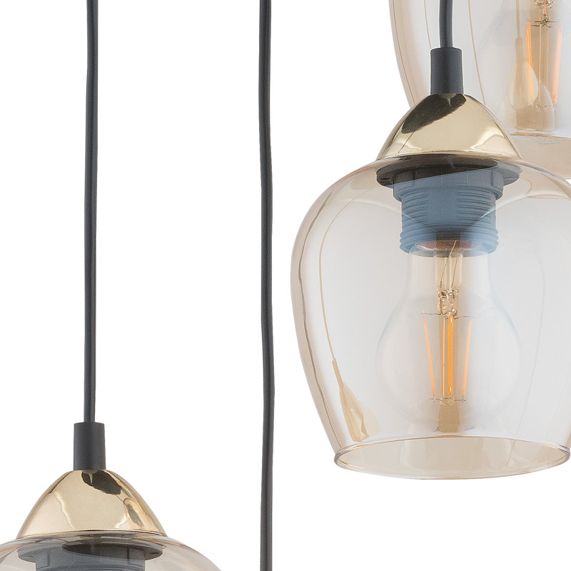 Dias 5 - Light Cluster Geometric Pendant, Gold, Amber