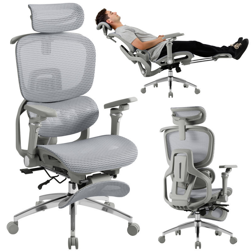 Ergonomic Mesh Office Chair with Heated Massage Lumbar Support – Adjustable Seat Depth, Armrests, and Headrest – for Home Office & Gaming