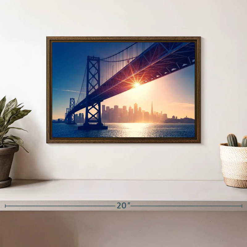 Bay Bridge, 13 po x 9 po, Cadre flottant noyer