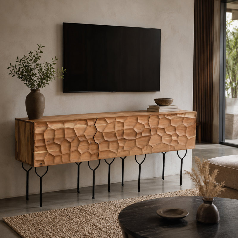 Armoire rectangulaire en bois massif et pieds en fer, 72 x 18 x 33