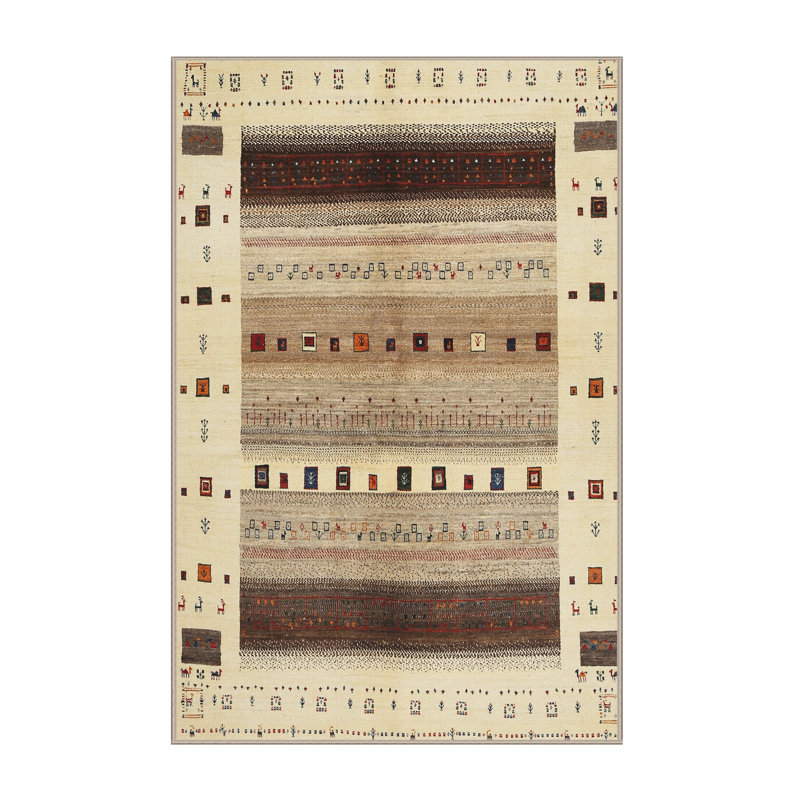 Tapis beige/brun/gris contemporain, Rectangle 5 pi x 7 pi
