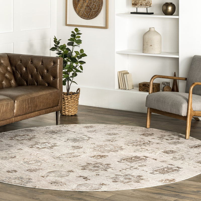Tapis de couloir lavable à la machine Elverta Medallion, Rond 6 pi
