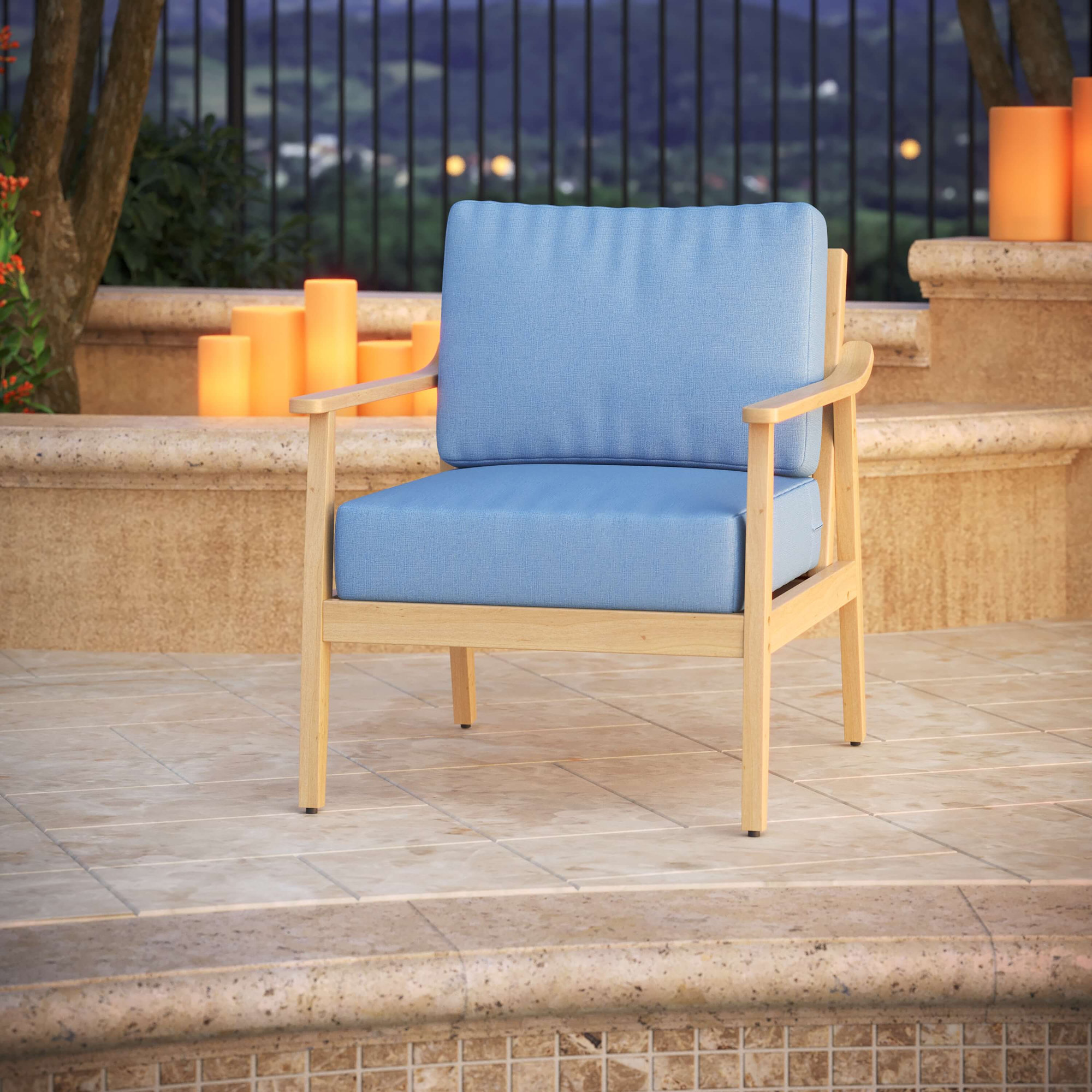 Amala Outdoor Sunbrella® Seat/Back Cushion, Sunbrella® Canvas Air Blue , 25" W x 25.5" D