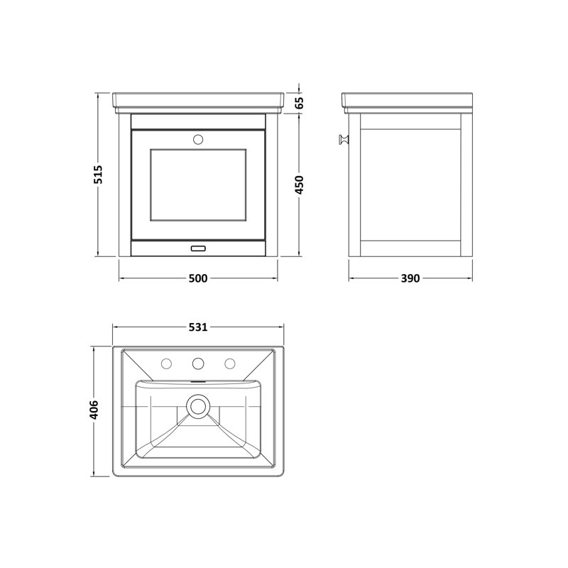 Hartleigh 531 mm Bathroom Vanity, Stiffkey Blue