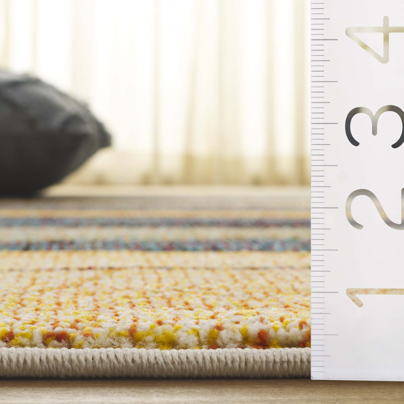 Jeromie Performance Floral Rug, Round 6'7", Orange/Black/Ivory