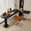 Bureau en bois massif en forme de L noir + bureau en acrylique-1577908184-1577908186