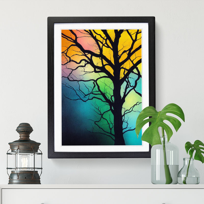 FRM-V0523-37X Abstract Tree Vol.8 - Single Picture Frame Print, 64cm H x 46cm W x 2cm D, Black Framed