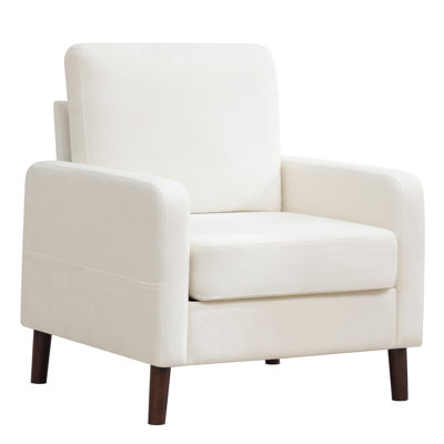 Stylish Upholstered Fabric Accent Chair with Sturdy Solid Wood Legs