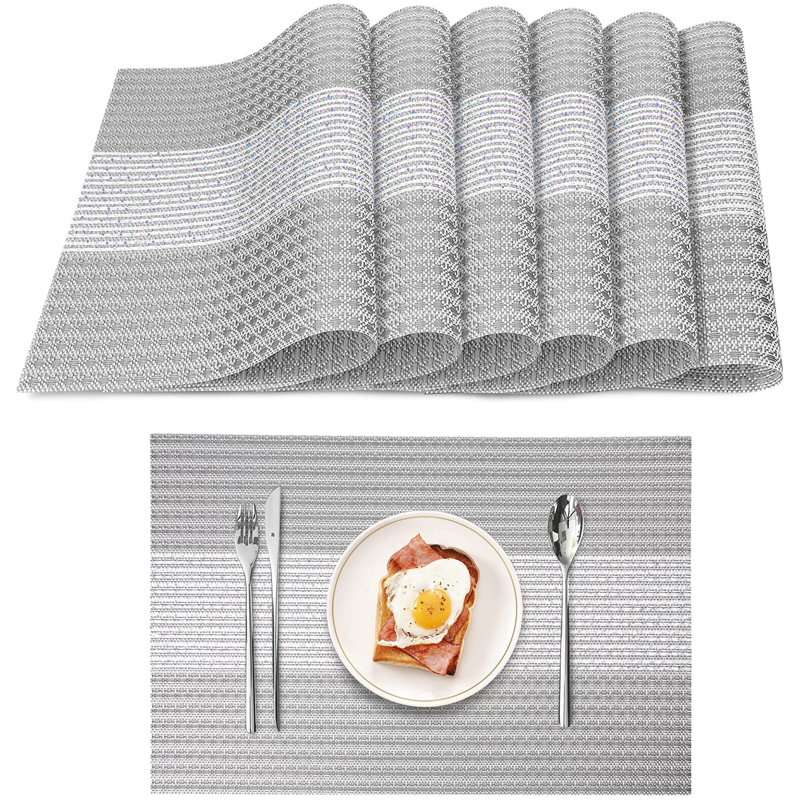 Latitude Run® 18" Glitter Vinyl Placemat, Gray