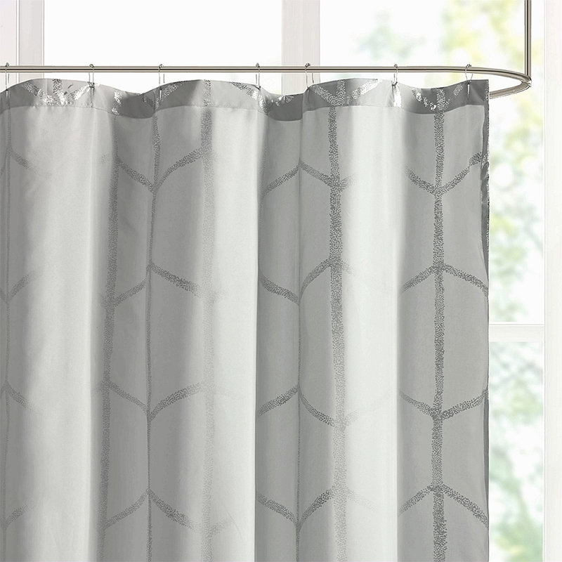 Printed Metallic Shower Curtain, Gray