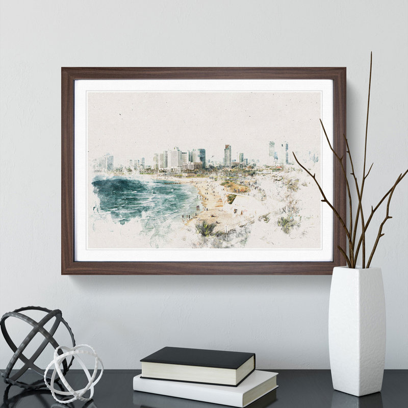 Tel Aviv Israel Skyline - Framed Print, Black Framed, 36cm H x 48cm W x 2cm D