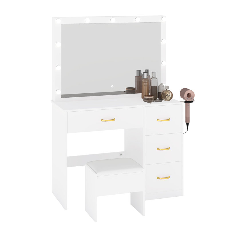 Aimara Dressing Table with Mirror, White