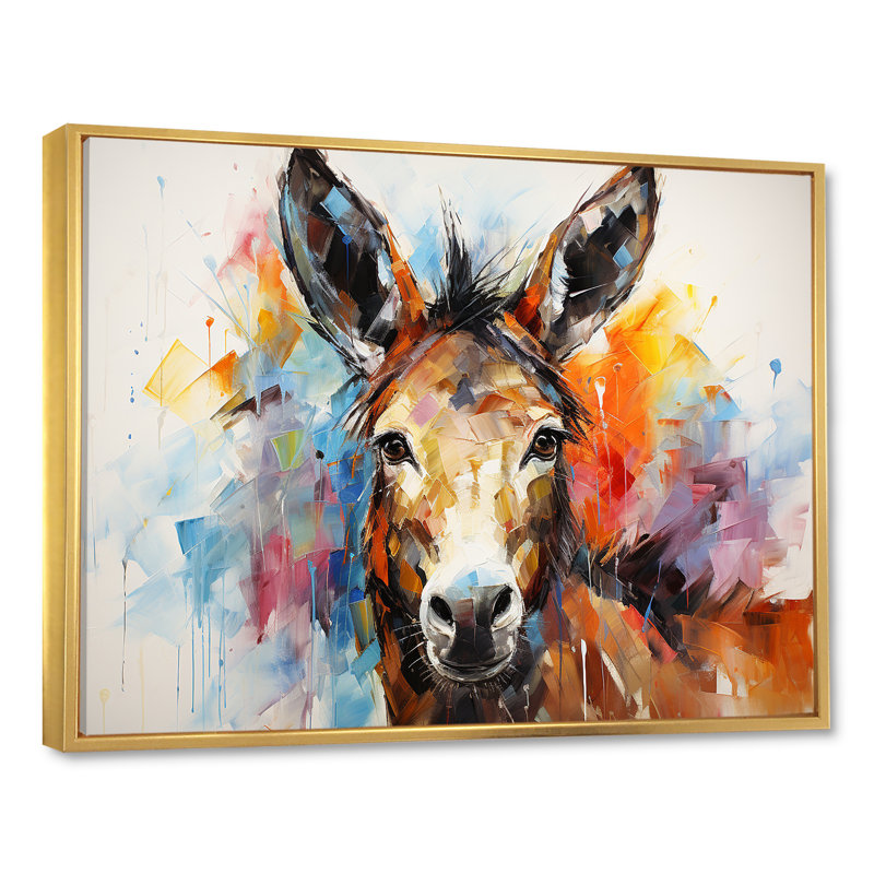 «Abstract Donkey Reverie», art mural sur toile, H 12 po x l 20 po x P 1 po, Cadre flottant doré