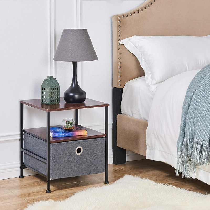 Table de chevet avec tiroir de rangement en tissu Ellery