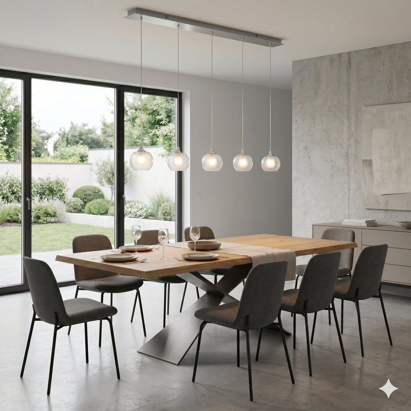 Mission 5 - Light Kitchen Island Globe Pendant, Brushed Nickel