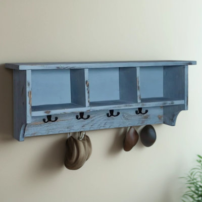Farmhouse Style Coat Hook And Storage Bench Set With Cubbies, Rustic Cottage Design, Hardwood Construction For Entryway, Mudroom, Or Garage Organization