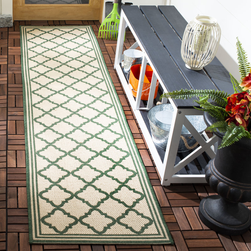 Tapis d'intérieur / extérieur à motif géométrique Adler, Tapis de couloir 2 pi 2 po x 8 pi