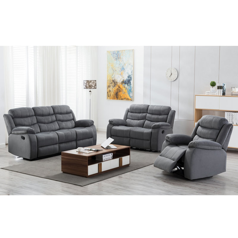 Ensemble de salon inclinable 3 pièces Kingstowne, 100% Polyester Sage