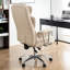 Chaise de bureau ergonomique inclinable avec repose-pieds - Cuir beige pour les grands espaces de travail