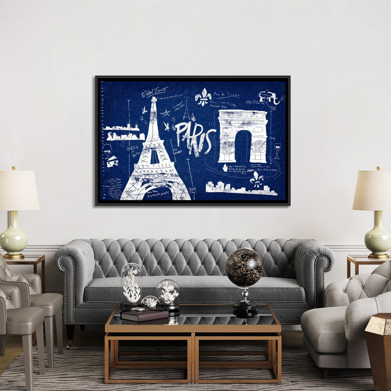 «Paris Blue» par Edward Selkirk - Giclée sur toile tendue avec châssis, H 18 po x l 26 po x P 1,5 po, Toile avec cadre noir