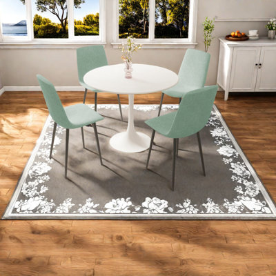 Ensemble de table de salle à manger moderne avec chaises rembourrées en lin, plateau en MDF blanc