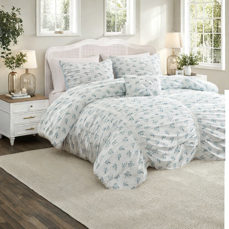 Striped and Floral Comforter Set
