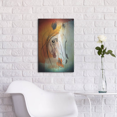Art mural en métal Alcott Hill® «Tangerine Horse» par Mark Ashkenazi