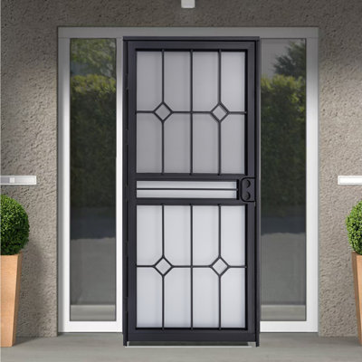 Grisham Deluxe Steel Security Door, 32×80inch Iron Security Storm Door Conveys,black
