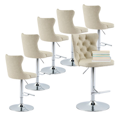 Swivel Upholstered Velvet Tufted Bar Stools Set of 6