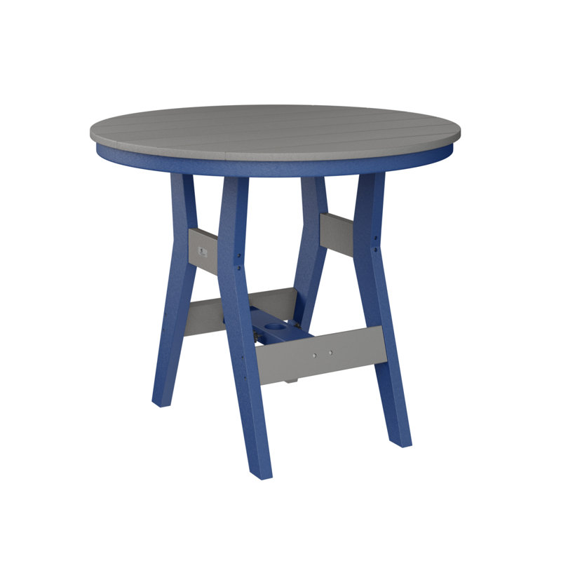 Table de bar ronde de 38 po Berlin Gardens Harbor, Bleu pacifique, Gris clair