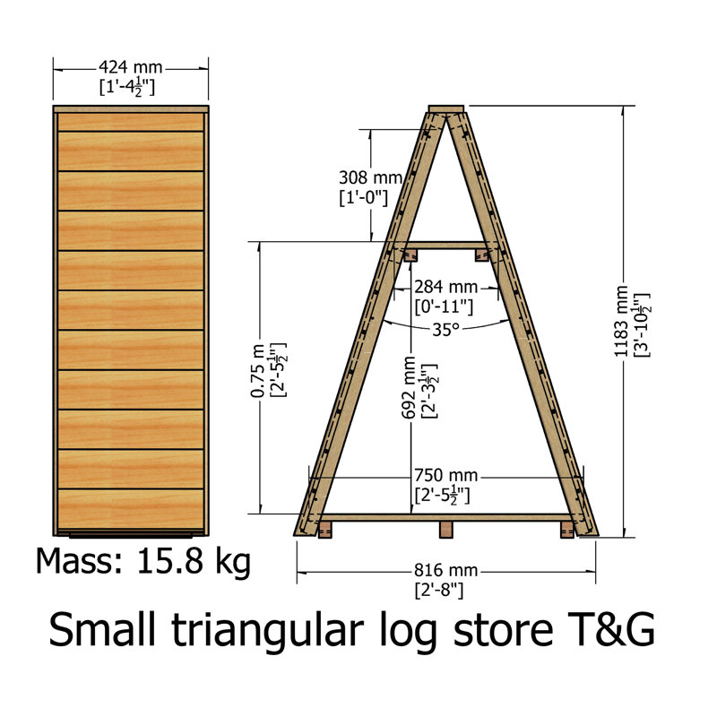Triangular 3 Ft. x 1 Ft. Wood Log Store