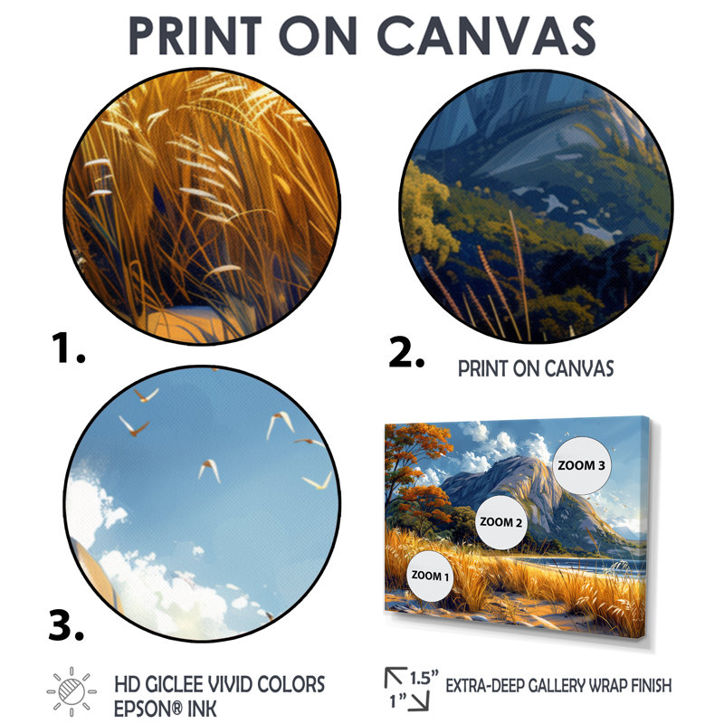 Clair - Beach Wall Art, Gold Floater Framed Canvas, 28" H x 60" W x 1.5" D