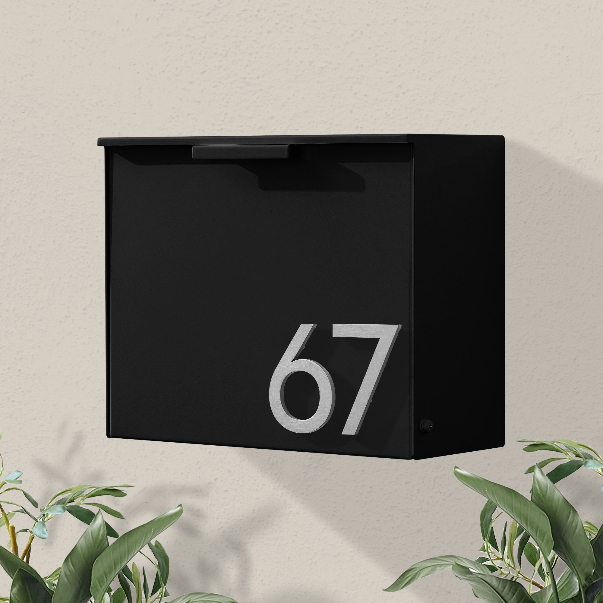 Cubby Wall Mounted Steel Mailbox, Black, Yes, Silver