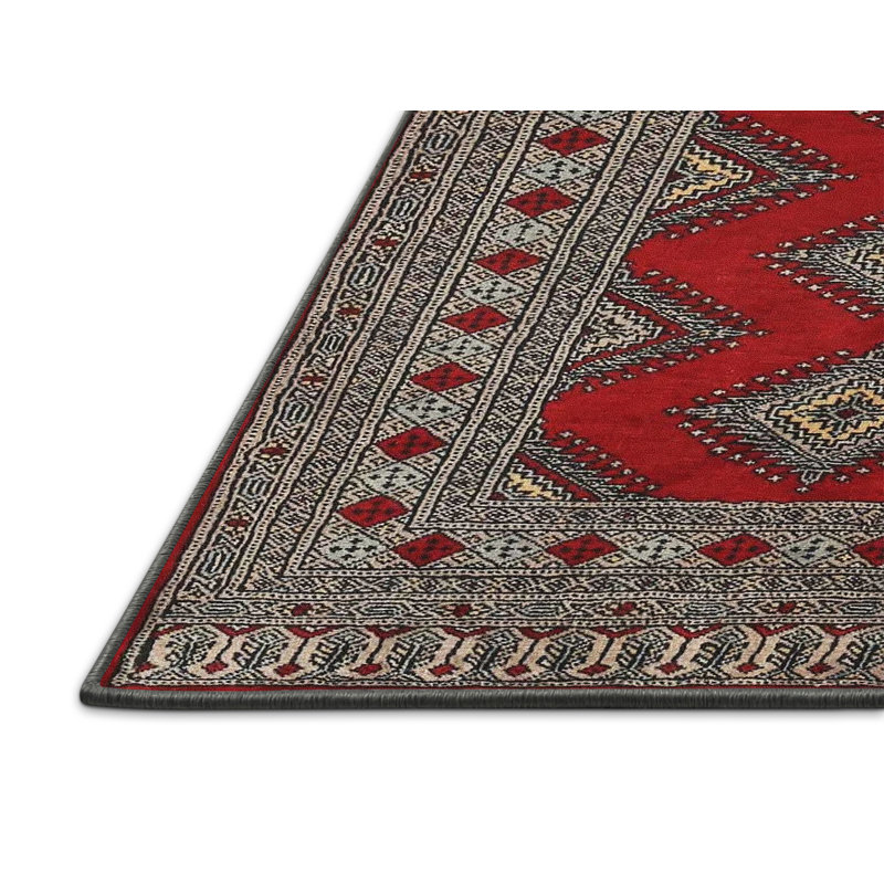 Tapis oriental rouge / jaune / brun, Rectangle 6 pi x 9 pi