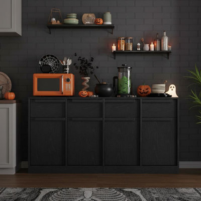 Buffet à 4 tiroirs, grande armoire à café 31,5 po, table de rangement moderne pour la cuisine, la salle à manger et le salon