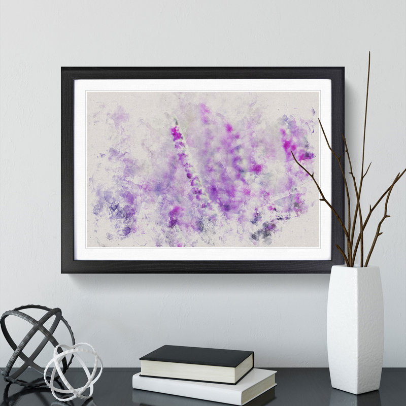Purple Heather - Single Picture Frame Print on Wood, 36cm H x 48cm W x 2cm D, Black Framed
