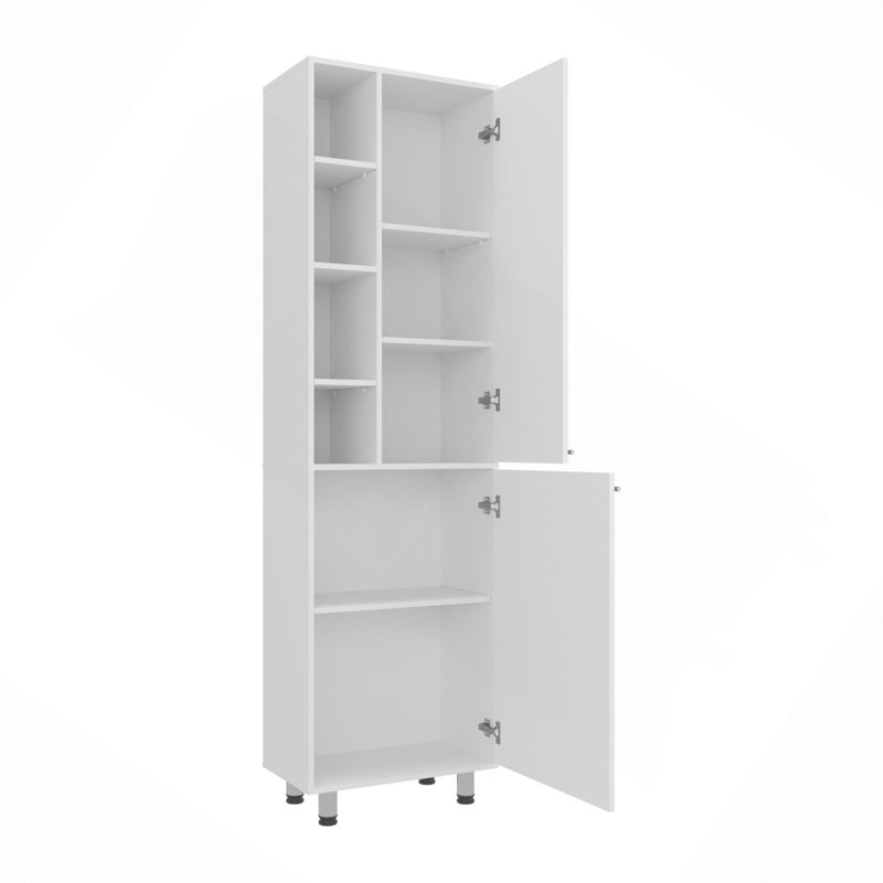 Garde-manger avec 2 portes, tablettes réglables, tablettes latérales, armoire de rangement compacte pour l'organisation de la cuisine
