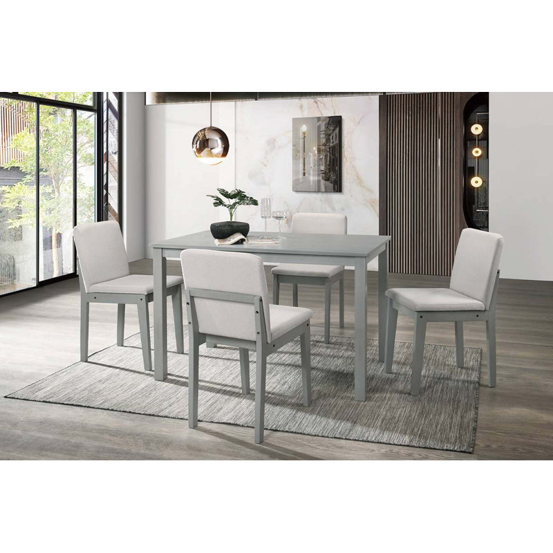 5Pc Dining Room Set, Light Gray/Gray, Gray